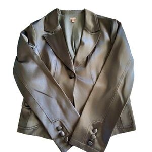 Y2K Halogen Gray Satin Blazer Jacket Size L • Structured Minimalist